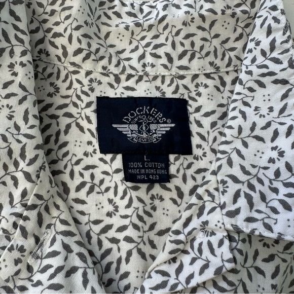 Dockers Black and White Leaf Print Shirt - Picture 2 of 9
